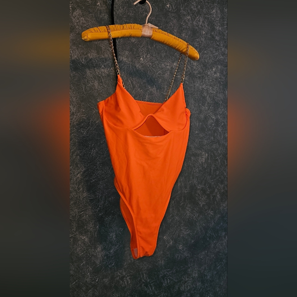 Florescent orange cut out 1 pc swimsuit